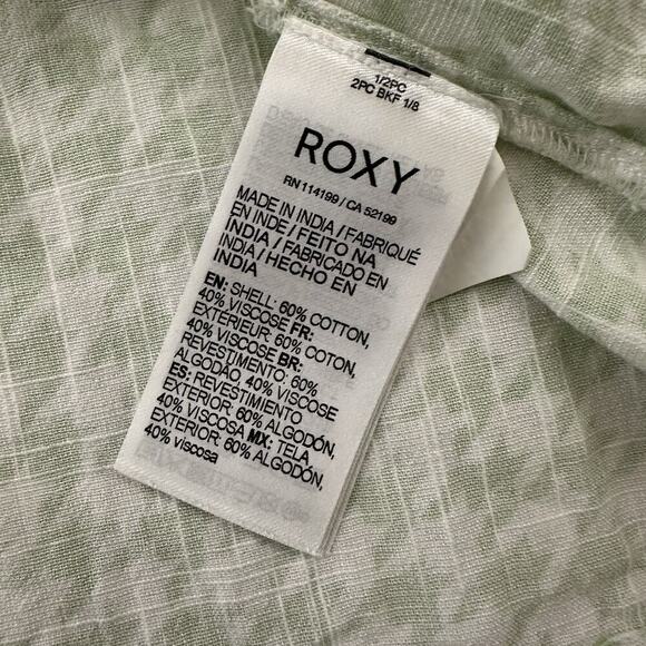 Roxy Houndstooth Midi Dress Size S Mint Green White Puff Sleeve Pastel - Picture 5 of 10